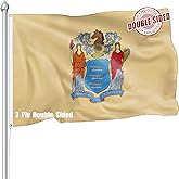 Nuibers New Jersey Flag 3x5 FT Sturdy for Outside, Heavy Duty 3Ply Polyester New Jersey State Flags Outdoor, Double Sided Long Lasting NJ State Flag Brass Grommets