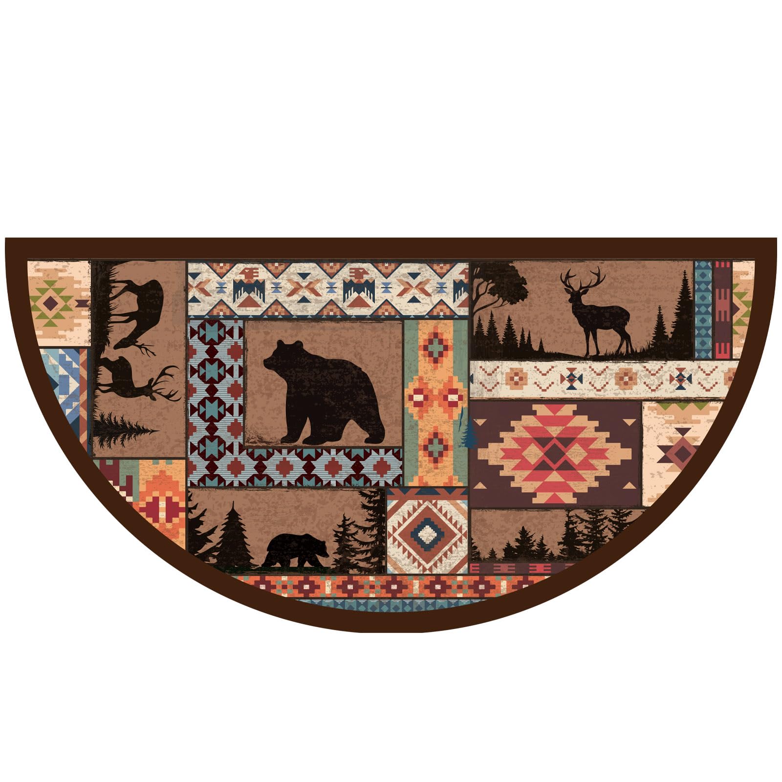Kinlop Winter Half Round Hearth Rug Birch Bear Non Skid Fireplace ...