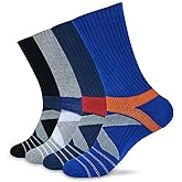 KC-TAHO Men's Compression Athletic Cushioned Crew Socks (4 Pairs) Arch Support Hiking Walking Running Socks