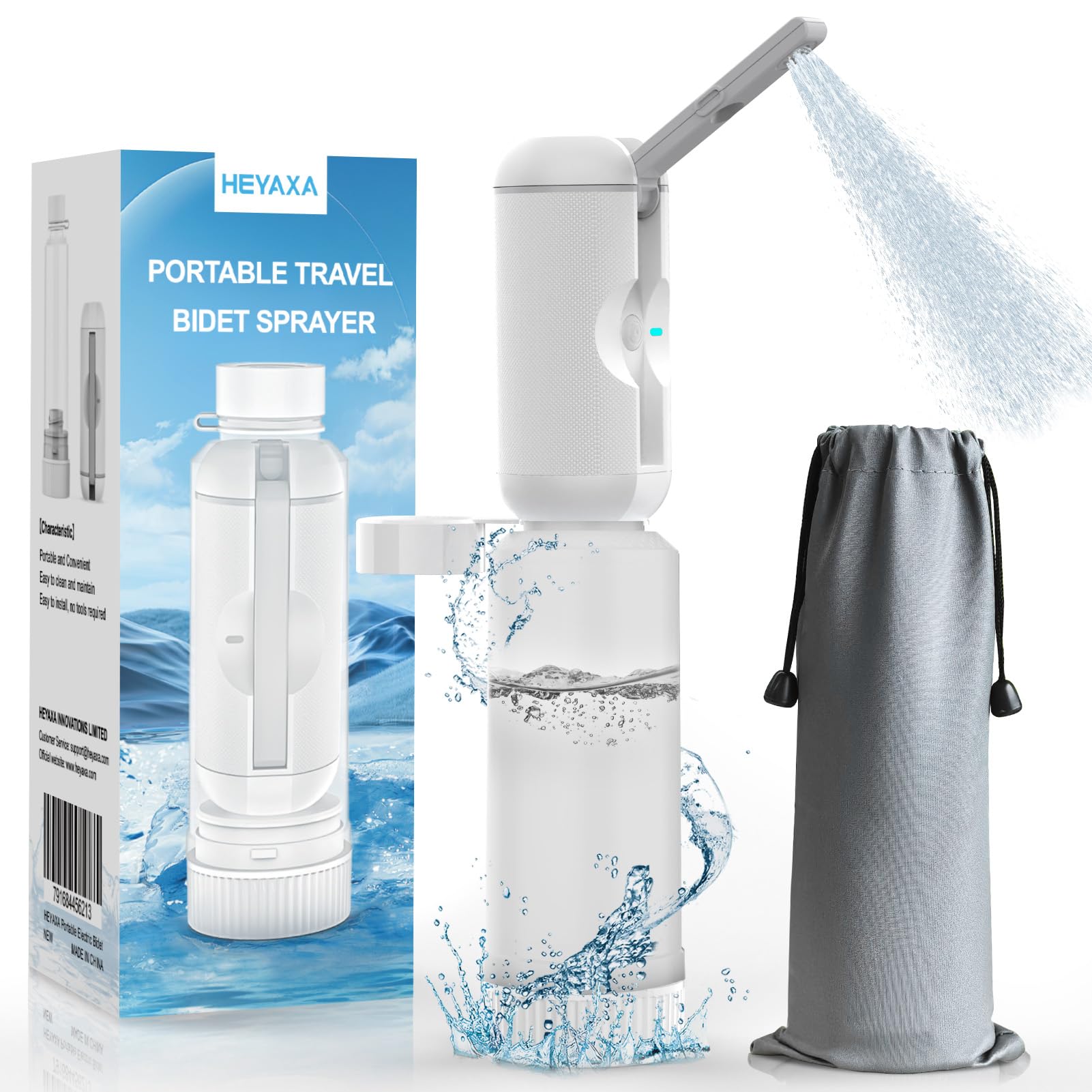 Photo 1 of HEYAXA Portable Bidet with High Pressure , Rechargeable Travel Bidet for Men,Baby & Women, Handheld Sprayer for Personal Hygiene, Baby Care, Soothing Postpartum and Hemorrhoid Relief (White)