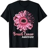 Sunflower Breast Cancer Awareness Pink Ribbon in October T-Shirt