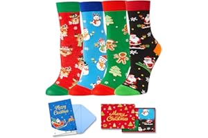 HAPPYPOP Christmas Socks for Kids - Secret Santa Gifts Holiday Sock for Teen Boy Girl 4 Pack