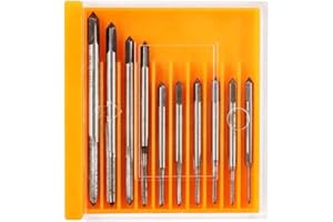 YARRKC 10 Pcs Micro Taps for Clocks and Watches Tapping, Mini Spiral Flute Taps Machine Tap Sets Metric Straight Flute Coarse Thread Design, M1 M1.2 M1.4 M1.6 M1.7 M1.8 M2 M2.5 M3 M3.5