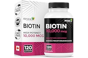 RENEW ACTIVES Biotin & Calcium 10000MCG per Serving – Supplements for Hair, Nail & Skin Care – Promotes Bone & Teeth Health –