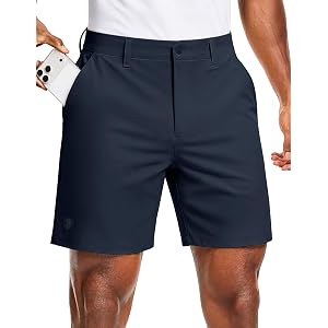 PULI Men's Golf Shorts 5" Inseam Casual Hiking Shorts for Men with 5 Pockets Waterproof Stretch Flat Front