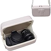 Hard Case for Canon EOS Rebel T7 / R50 / R6 Mark II / T6 / R100 / R50 V / R8 / R10 / R5 Mark II/RP / 5D Mark IV / R7 DSLR Camera and 18-55mm/18-45mm Lens,with Shoulder Strap,Cream