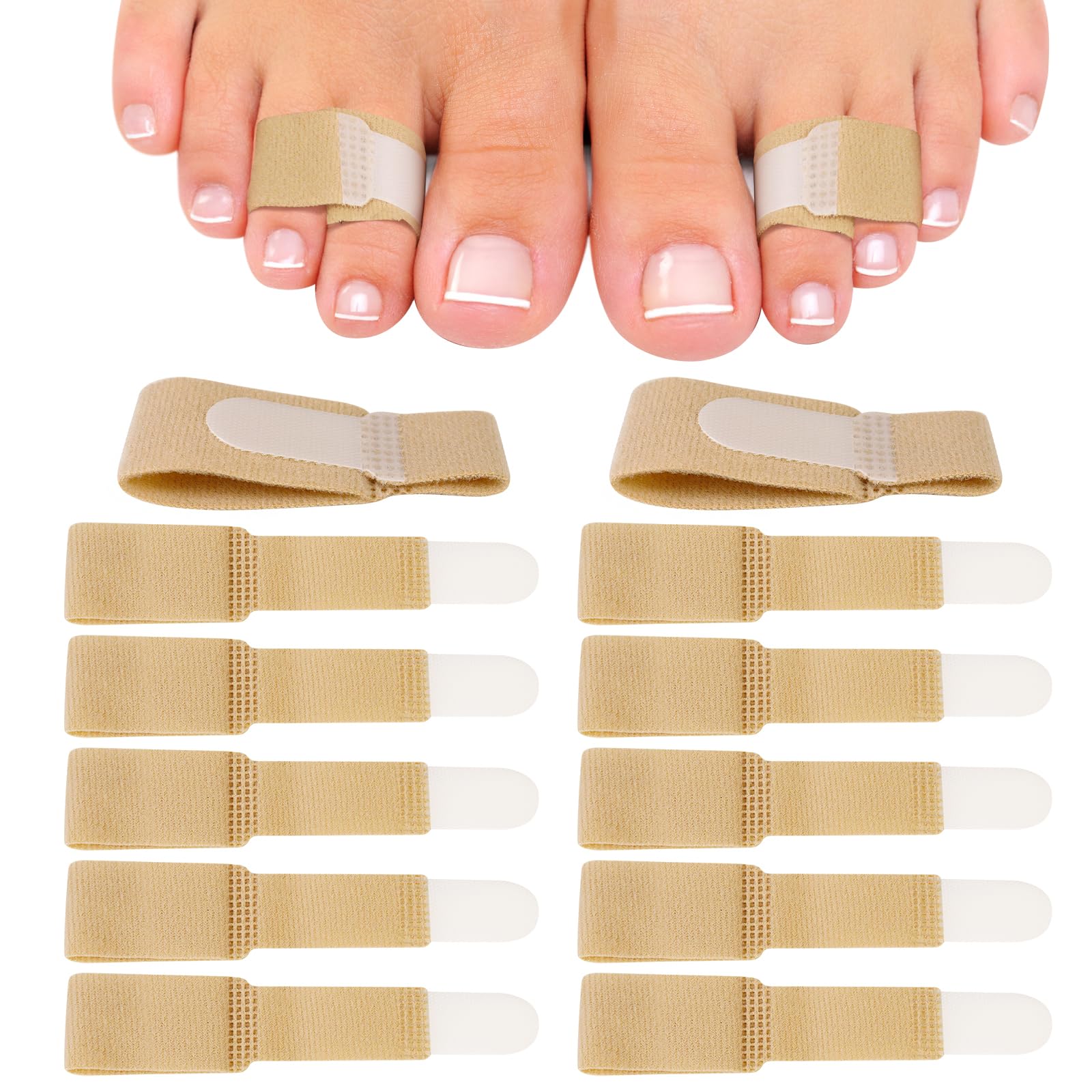 Photo 1 of 10 Pack Adjustable Fabric Toe Wraps - Comfortable Toe Corrector Protectors for Bunion Relief and Foot Care