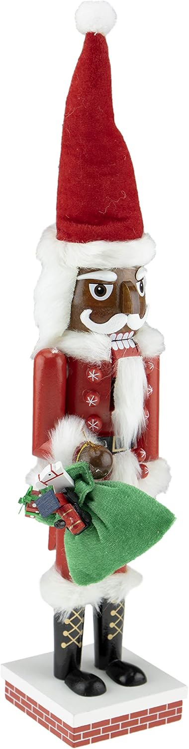 Nutcrackers - Clever Creations African American Santa 14 Inch Traditional Wooden Nutcracker, Festive Christmas Décor for Shelves and Tables