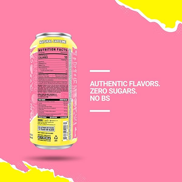 GHOST ENERGY DRINK – 12-PACK, SOUR PINK LEMONADE, 16OZ CANS – ENERGY & FOCUS & NO ARTIFICIAL COLORS – 200MG OF NATURAL CAFFEINE, L-CARNITINE & TAURINE – GLUTEN-FREE & VEGAN