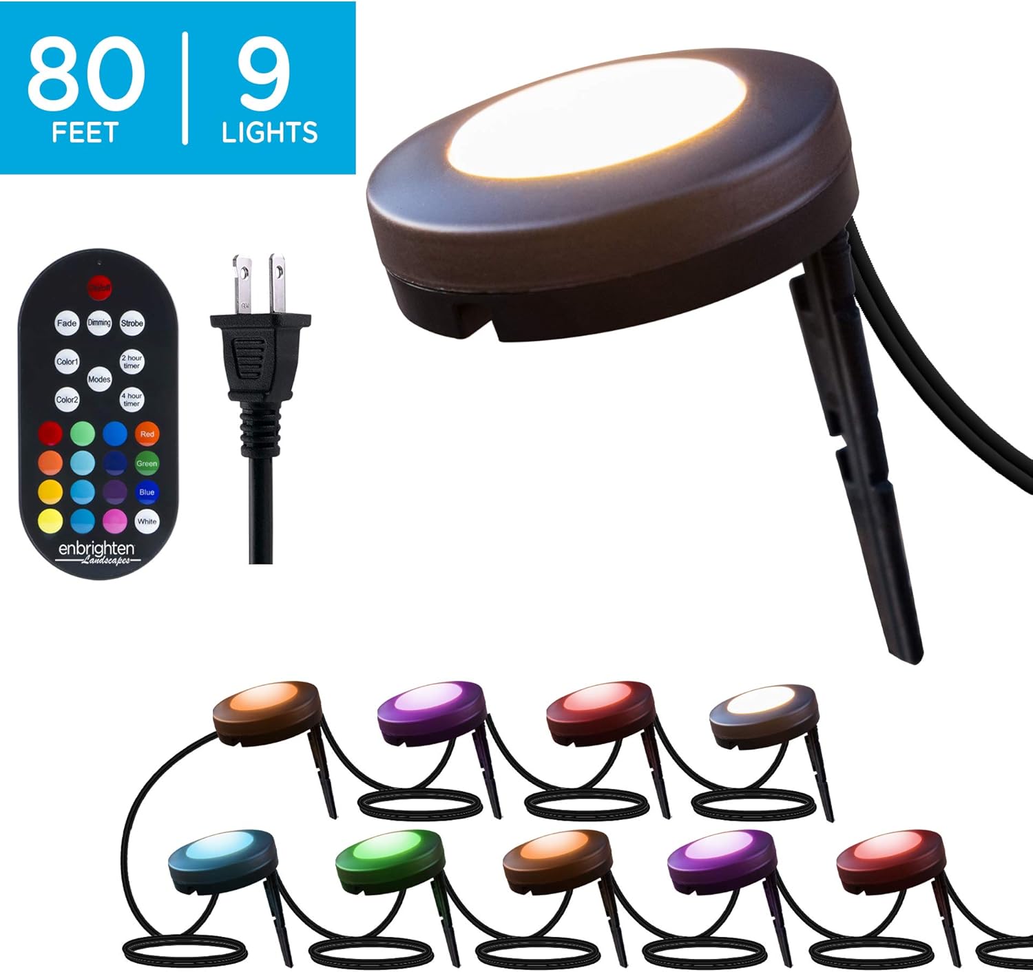 Enbrighten 41015 Seasons LED Landscape Lights (80ft.), Selectable White