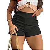 Floerns Women's High Waisted Skinny Shorts Zip Up Straight Leg Summer Dressy Shorts