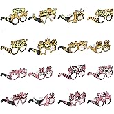 40th Birthday Decorations - 16PCS 40th Birthday Paper Eyeglasses Decorations for Men Women 40 Years Old Birthday Glasses Photo Props Decor Funny Forty Birthday Eyeglasses Party Supplies