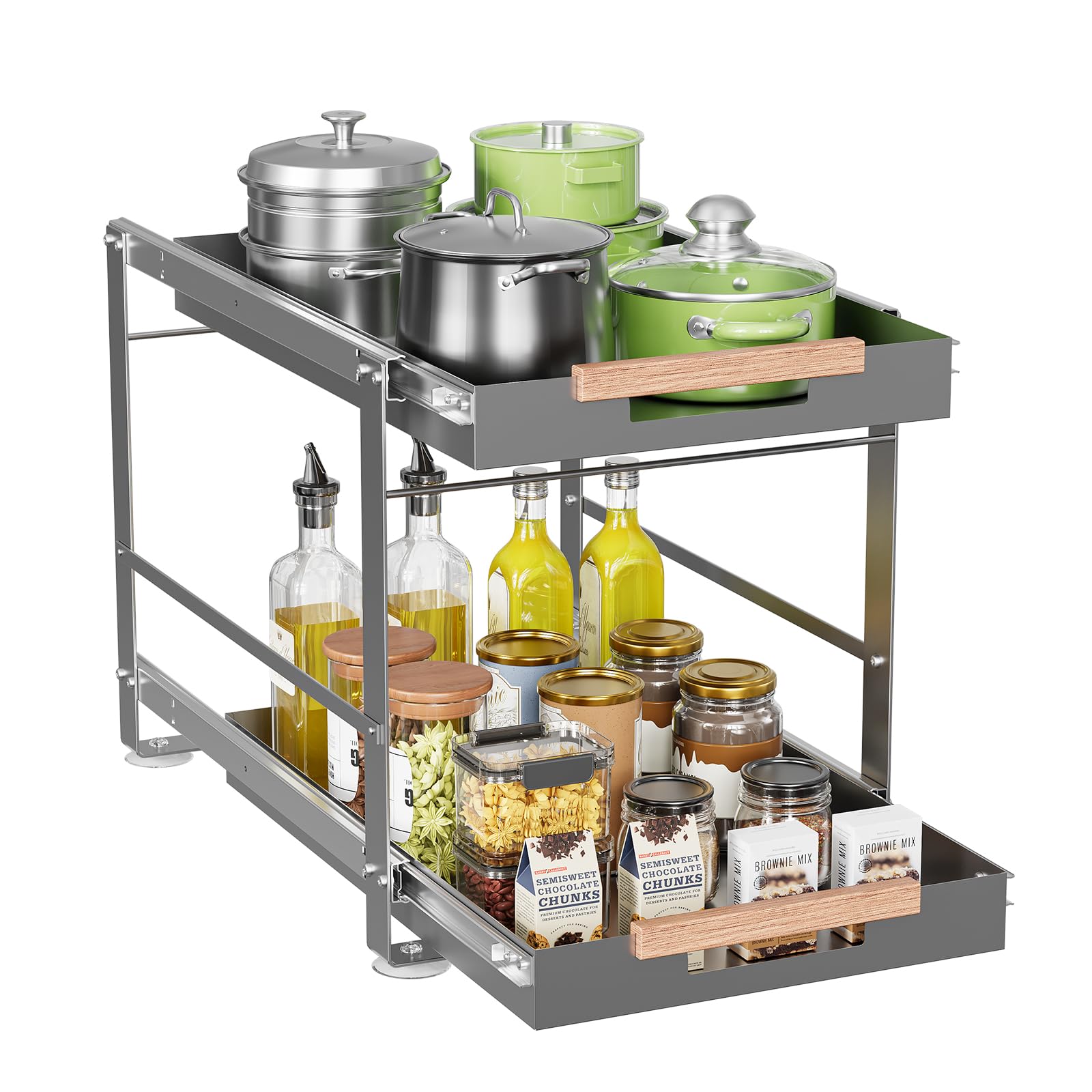 Photo 1 of Under Sink Organizer, Pull Out Cabinet Organizer 2 Tier Slide Out Sink Shelf Cabinet Storage Metal Shelves, Sliding Under Sink Storage for Kitchen Bathroom Laundry Cabinet, Heavy Duty, 1 Pack (Gray)