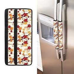 ASQVTIFE Maple Leaves Fridge Door Handle Covers Set