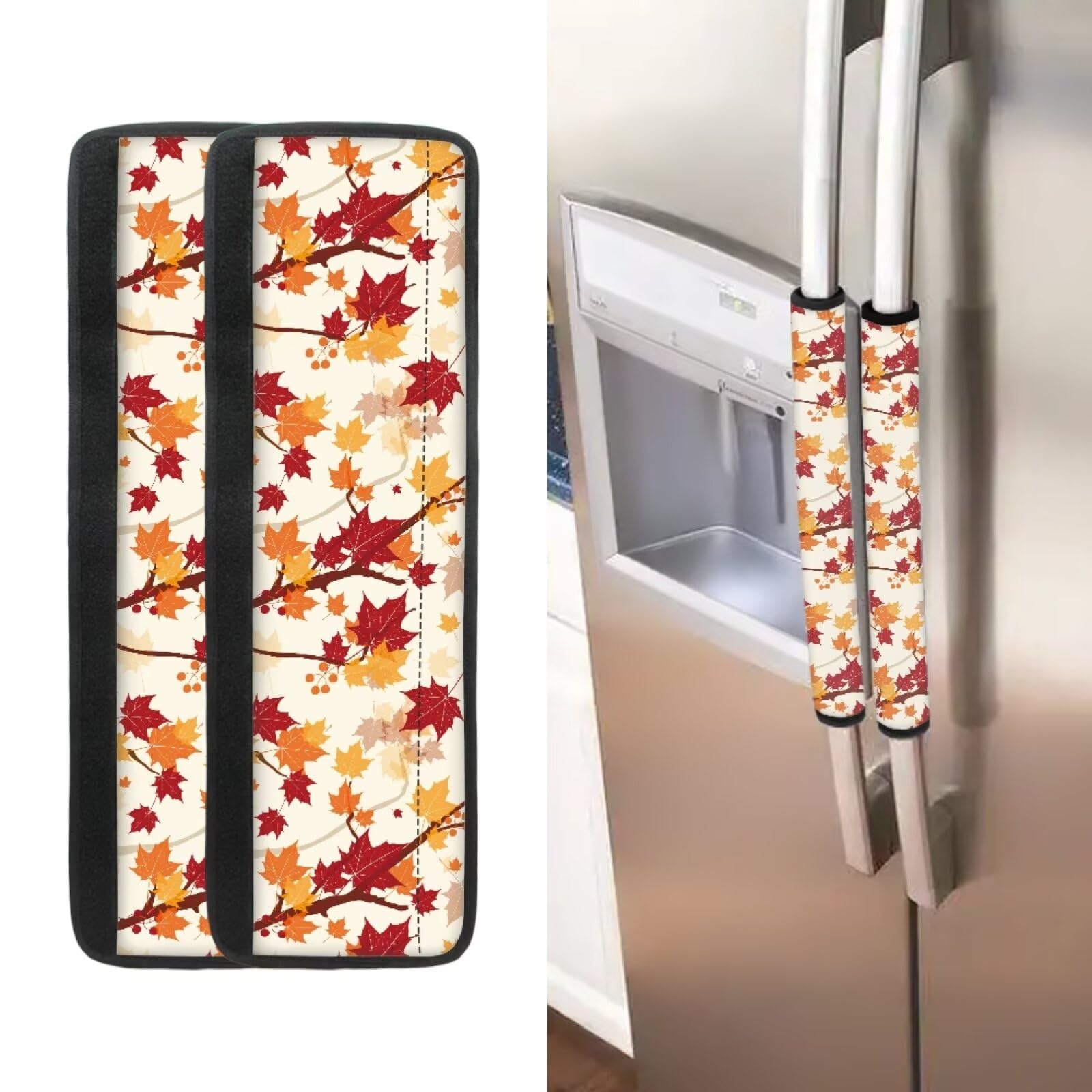 ASQVTIFE Maple Leaves Fridge Door Handle Covers Set