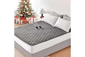 WOOMER Heated Mattress Pad Queen Size Dual Control - 60"x80" Electric Mattress Pad, 1-10 Heat Settings, 0.5-12H Auto Shut-Off