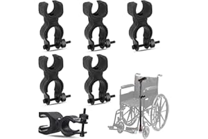 BangBoom 6 Pieces 360° Adjustable Cane Holder for Walker Stick, Black Crutches for Drive Rollator, Universal Wheelchair Acces