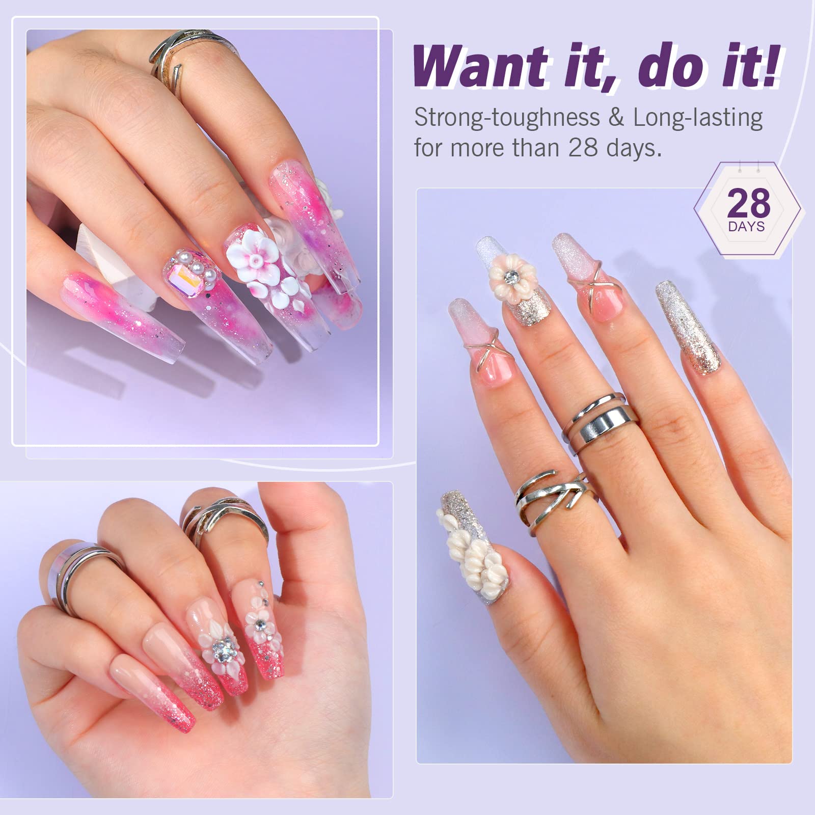 SAVILAND Acrylic Nail Kit – 30g Clear Acrylic Powder & 60ml Acrylic Liquid Set with Nail Brush Nail Forms Tools Extension Nail Kit for Beginners with Everything for Home DIY Salon Nails Application - Image 3