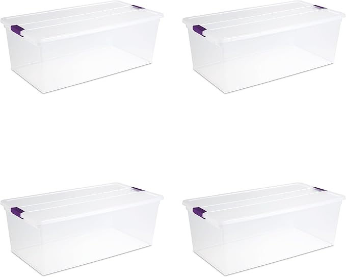 Sterilite 17641704 110Quart Clear View Latch Box, 4Pack Amazon.ca