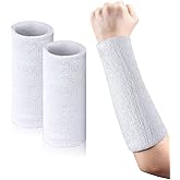 2 Pcs 9 Inch Long Wristbands Sweatbands Black Large Sweat Bands Wristbands Wrist Sweatbands Bulk Arm Sweat Bands for Men Women Weight Loss Football Workout