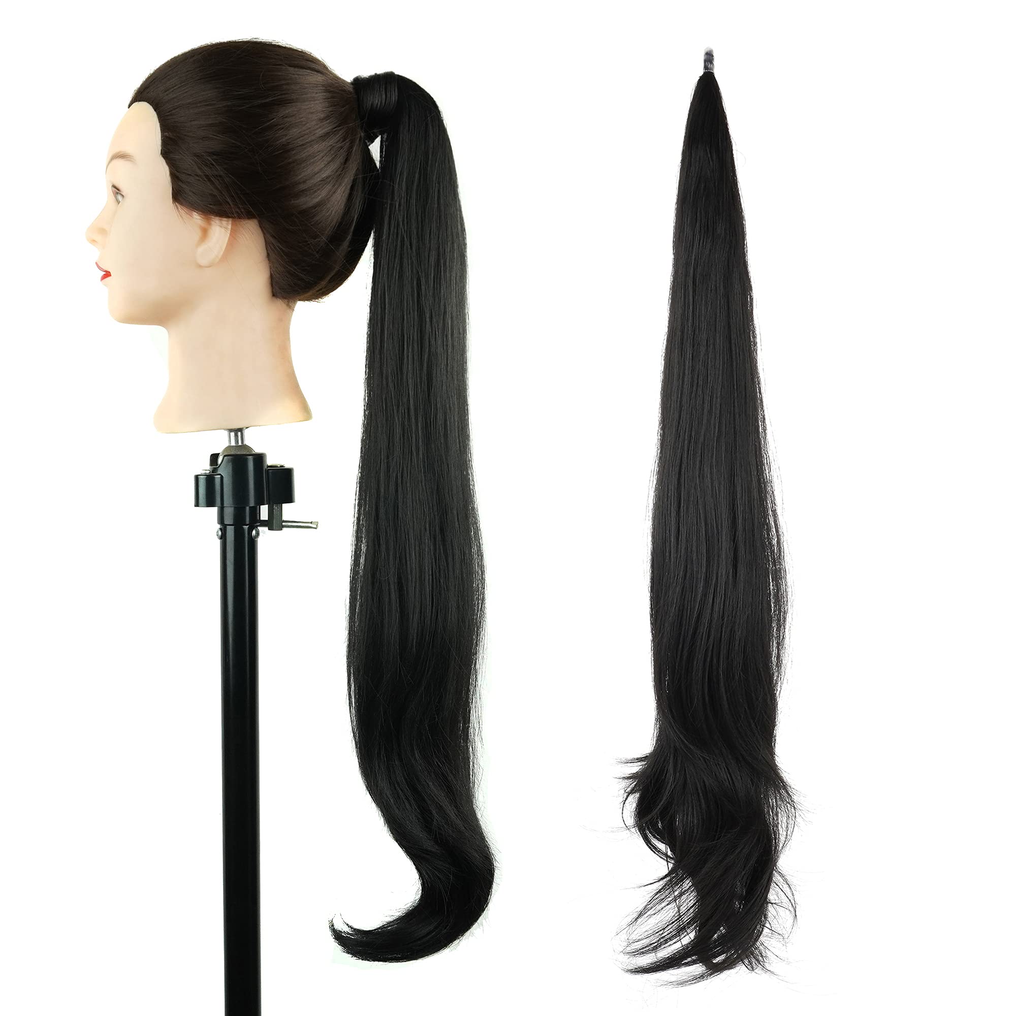 IMISSU Hair Extension Pony Tail Flexible Hair Ponytails Hairpieces (Black)