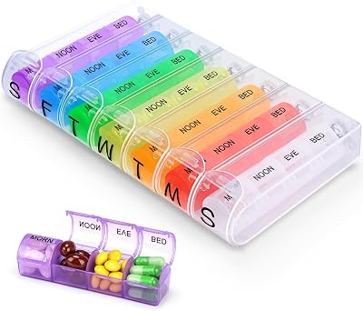 Alyvisun 7 Day Pill Box Organiser 28 Compartments Portable Travel