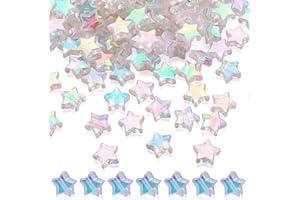 CHUXIN 1000Pcs Star Beads, White Acrylic Star Shaped Beads with AB Coated, Aesthetic Plastic Beads for Jewelry Making, Star Kandi Bead for Bracelets Necklace Crafts