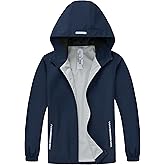Slwosdlds Boys Girls Waterproof Rain Jacket Lightweight soft lining Kids Windbreaker Hooded Coat Easy to Fold
