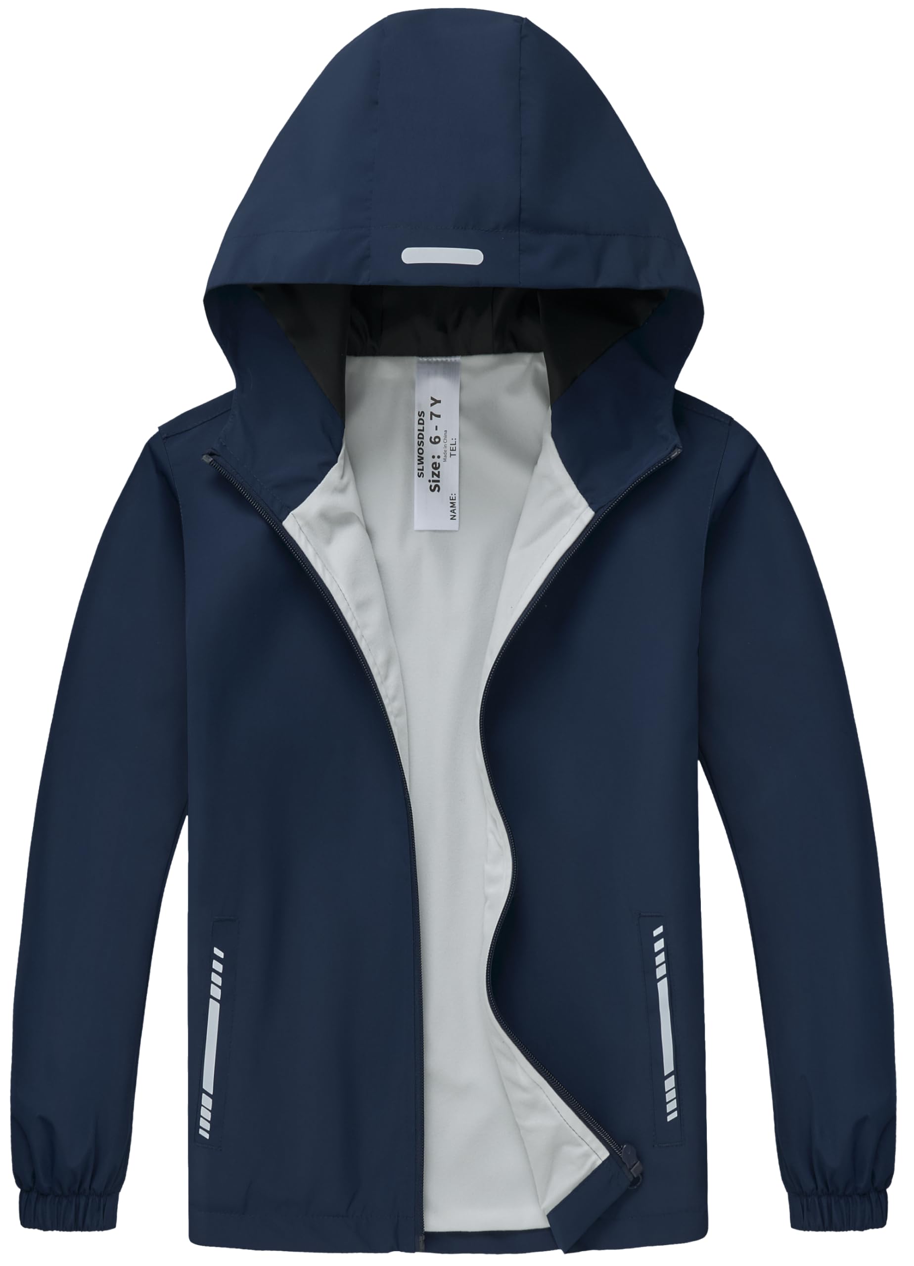 Photo 1 of Slwosdlds Boys Girls Waterproof Rain Jacket Lightweight soft lining Kids Windbreaker Hooded Coat Easy to Fold