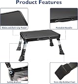 BONTEC 3-Level Height Adjustable Step Stool Foldable Anti-Slip Platform Black view 4
