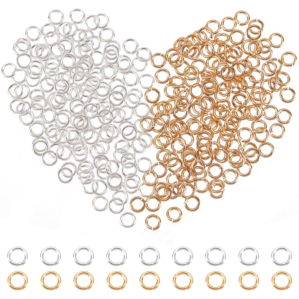 Beebeecraft 1 Box 300Pcs 2.6/2.8mm Single Loop Jump Rings 18K Gold 925 Sterling Silver Plated Open Small Circle Frames Key Chain Links Connector Jump Rings for Bracelet Necklace Jewellery Making