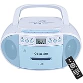 Gelielim Portable CD Boombox Bluetooth with Cassette Player, AM/FM Radio, All in one Powerful Stereo Boom Box CD Player for H