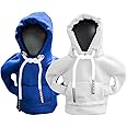 ECDREAM 2Pcs Car Shift Knob Hoodie,Gear Shift Hoodie,Funny Sweater Hoodie for Gearshift,Automotive Interior Accessories（Blue and White）