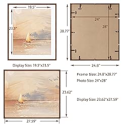 24x28 Picture Frame, Solid Oak Wood Frame 24 by