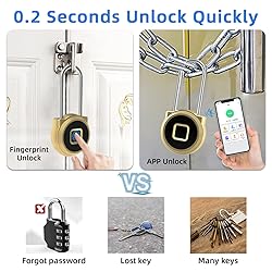 Fingerprint Padlock, Eseesmart Padlock Long
