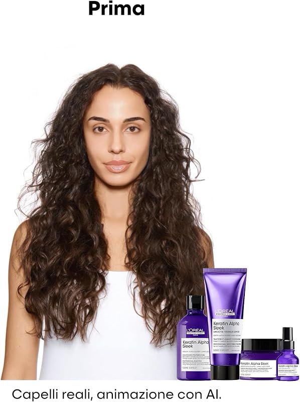 L'Oréal Professionnel, Maschera Anticrespo e Disciplinante, Per Tutti i Tipi di Capelli, Capelli Più Morbidi e Luminosi, Con Keratin-Alpha shaper e Aminoacidi, Keratin Alpha Sleek, 250 ml