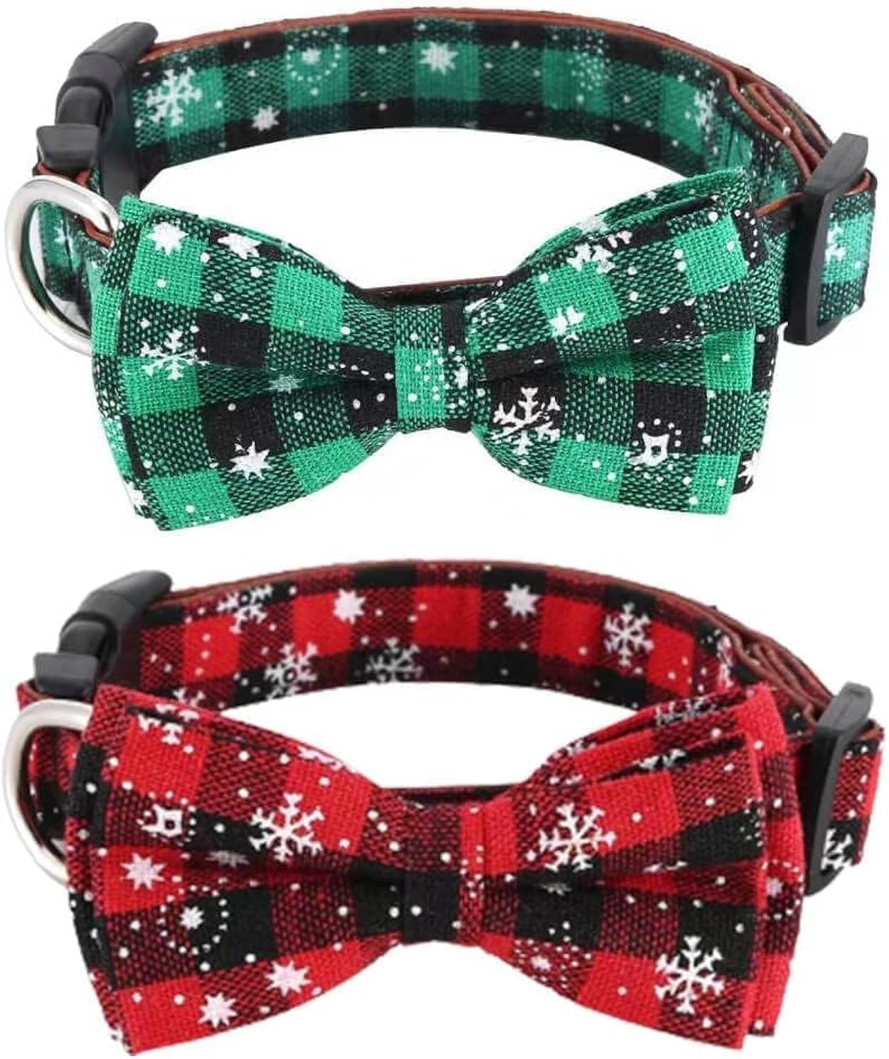 Asvin Christmas Dog Collar, with Bow tie Collar, Soft, Comfortable and Adjustable, For Dogs Small Medium Large Christmas (L, Red + Green)