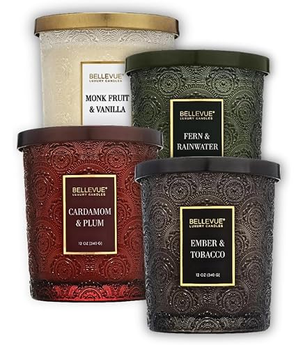 bellevue luxury candles amber and tobacco Amazon.com: Bellevue Luxury Soy Blend Candle 4-Piece Set Artisan Painted  Beautifully Painted Jars Fragrances: ( 1 Chai Cardamom 1 Vanilla Butter 1  Ocean Moss ! BlackBerry Sage ) : Home & Kitchen