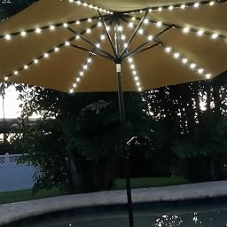 Amazon Com Eliteshade Sunbrella Solar Umbrellas 9ft Market Umbrella With 80 Led Lights Patio Umbrellas Outdoor Table Umbrella With Ventilation And 5 Years Non Fading Top Teal Garden Outdoor