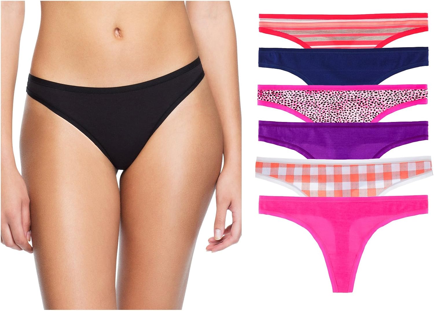 Women's Cotton Thong 6 Piece Underwear Clothing