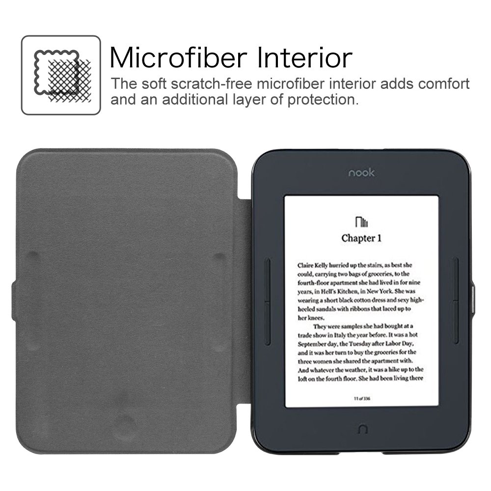 FINTIE SlimShell Case for Nook GlowLight 3, Ultra Thin and Lightweight PU Leather Protective Cover for Barnes and Noble Nook GlowLight 3 eReader 2017 Release Model BNRV520, Black