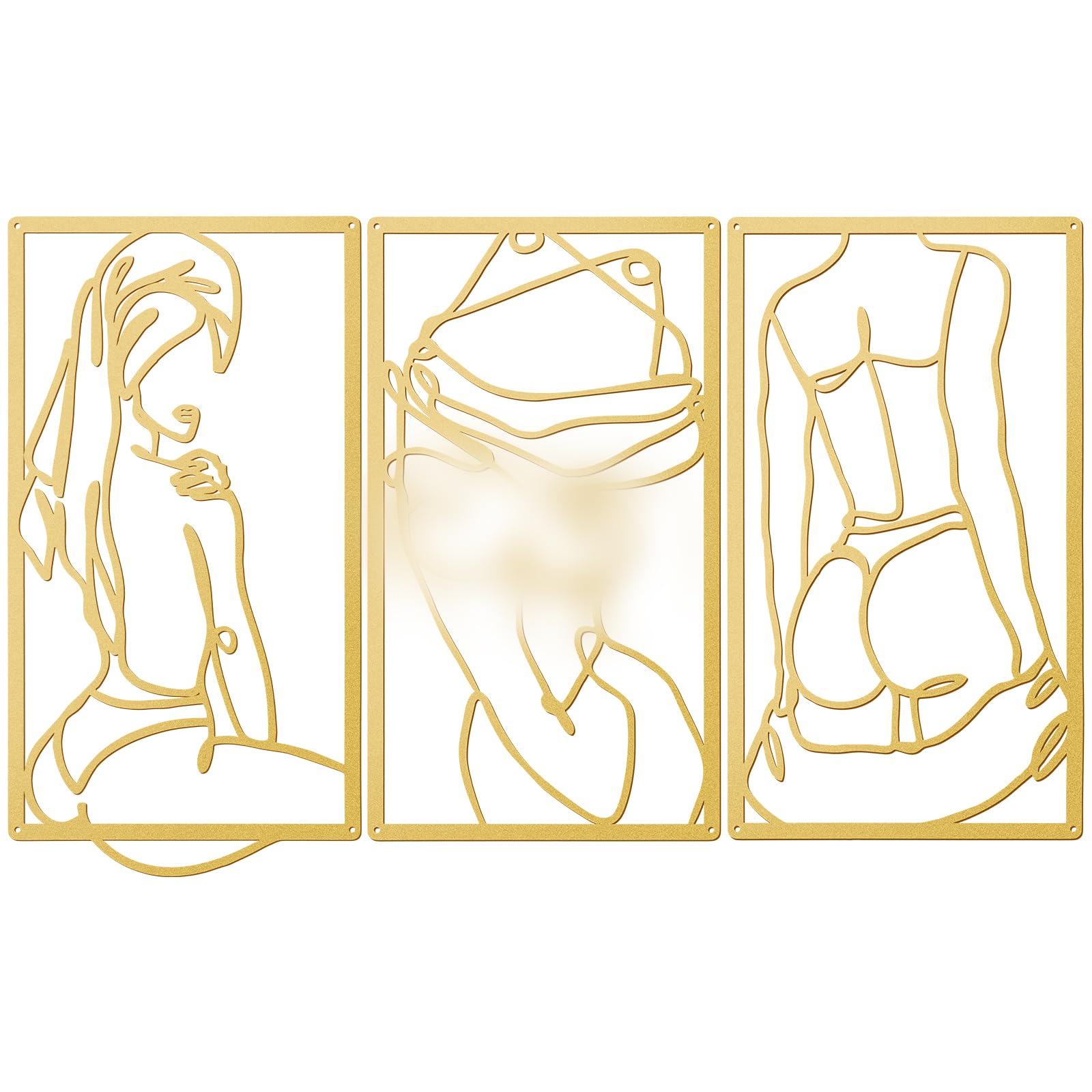 Photo 1 of ***ITEM IS BLACK/STOCK PHOTO FOR REFERENCE ONLY***Peryiter 3 Pcs Modern Minimalist Wall Decor Abstract Metal Wall Art Metal Line Art Woman Body Artwork for Bedroom Bathroom Living Room(Gold)