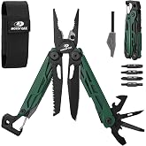 MOSSY OAK 27-in-1 CNC-Machined Multitool Pliers, Self-Locking | Stainless Steel Multitool with Pocket Knife, Fire Starter, Whistle, Bottle Opener &amp; Screwdriver for Camping and Hiking