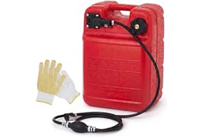 EliteEdge Portable Marine Fuel Tank – 24L (6 Gallon) Capacity – l-Shaped Handle, Transfer Line, Durable Plastic, Hose – Easy 