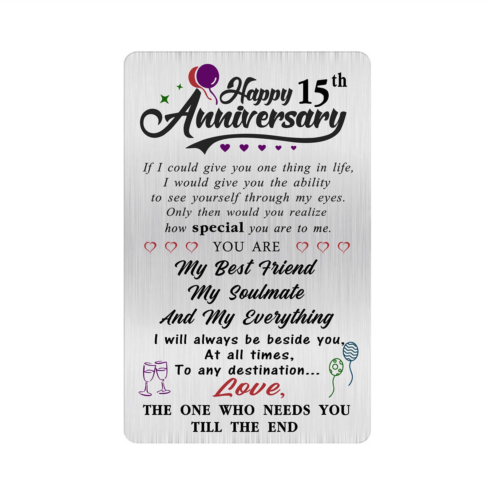 Alotozo 15 Year Wedding Anniversary Card - Happy 15th Wedding Anniversary Cards Gifts for Husband Wife - 15 Years Anniversary Card for Him Her