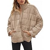 Aiopr Women's Oversized Lightweight Down Coat Long Sleeve Zip Packable Short Puffer Jackets