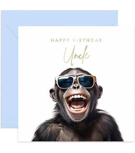 Lustige Geburtstagskarte Für Onkel Mit Gorilla-Motiv – 'Coolest Oncle', Humorvolle Tierkarte Mit Blanko-Innen