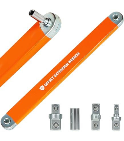 Offset Extension Wrench & Ratchet Spanner Set With Adapters - Universal Tool For Tight Spaces, Made In USA