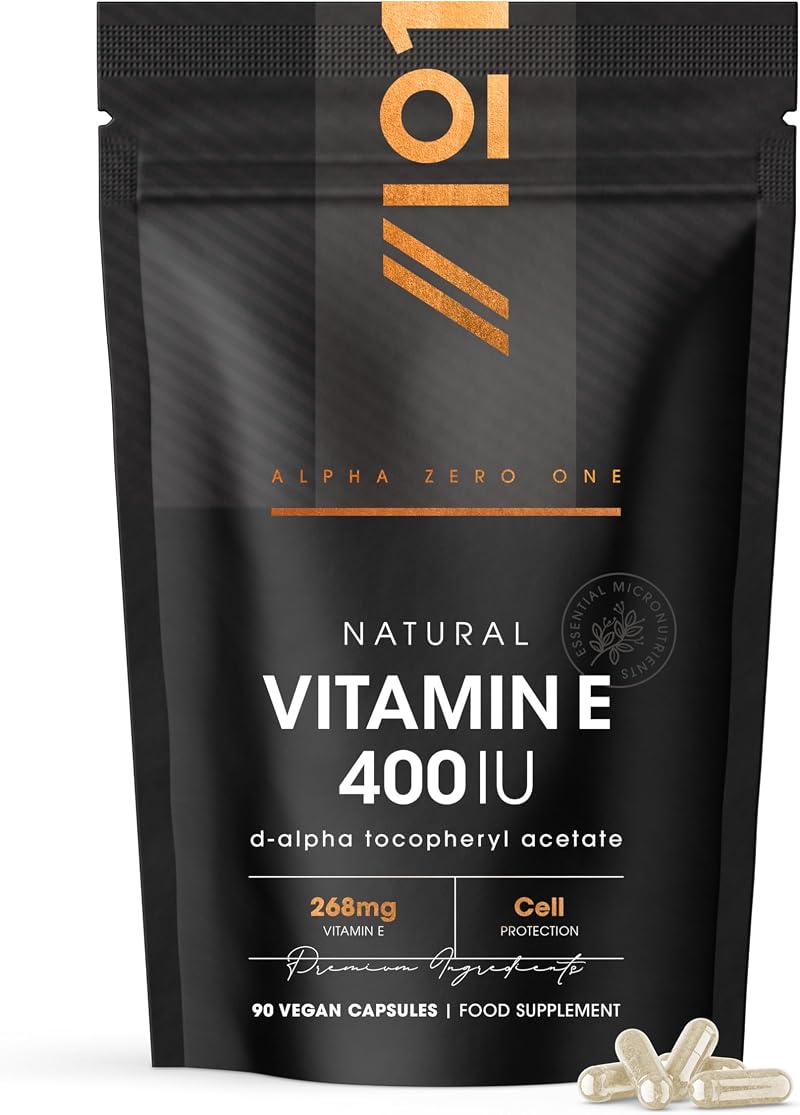 ALPHA01 Vitamin E 400IU D-Alpha Tocopherol 90 Vegan Capsules 3 Month Supply