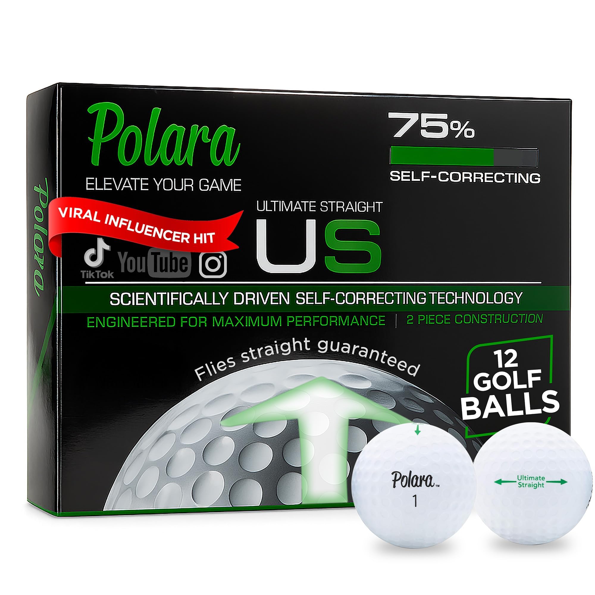 Polara Ultimate Straight Self Correcting 2 Piece Golf Balls (1 Dozen)